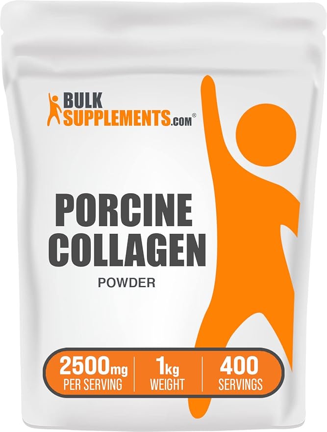 BulkSupplements.com Porcine Collagen Powder - Hydrolyzed Collagen Powder, Collagen Supplement, Collagen Protein Powder - Gluten Free, 2500mg per Serving, 1kg (2.2 lbs) (Pack of 1)