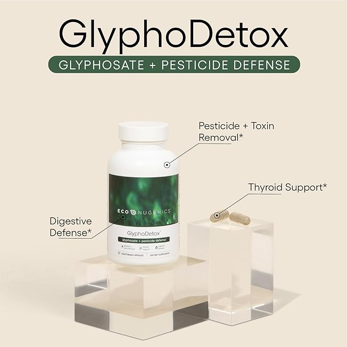 EcoNugenics GlyphoDetox Supplement – Safely Remove Glyphosate Pesticides and Agricultural Toxins – Detox Formula w/Kelp, Citrus Pectin, Algimate, Glycine – for Men & Women – 60 Capsules