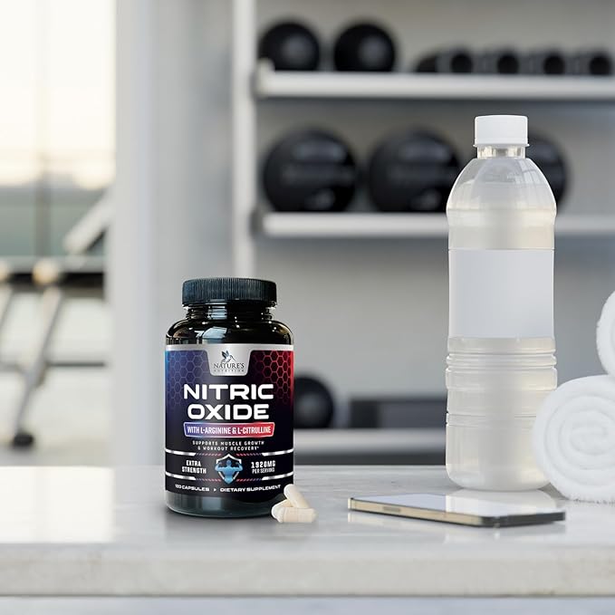 Extra Strength Nitric Oxide Supplement L Arginine 3X Strength - Citrulline Malate, AAKG, Beta Alanine - Premium Muscle Supporting Nitric Oxide Booster for Strength & Energy Supplements - 120 Capsules