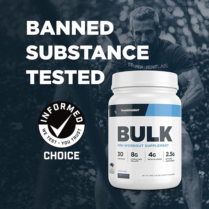 Transparent Labs Bulk Pre Workout Powder - Naturally Sweetened Advanced Pre-Workout Formula for Muscle Building and Strength - 30 Servings, Tropical Punch