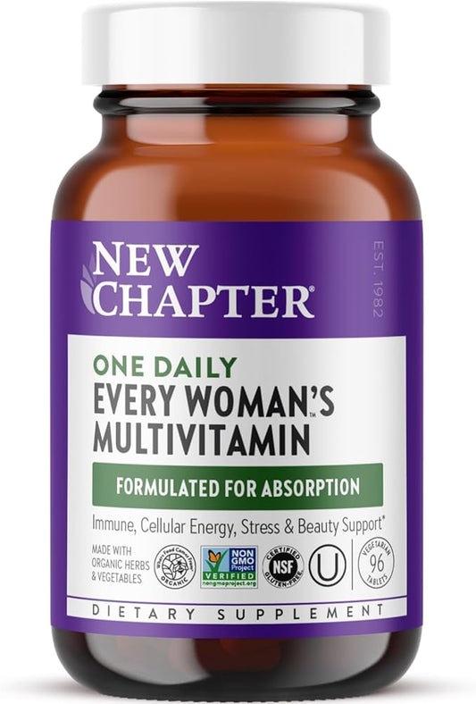 New Chapter Women's Multivitamin for Immune, Beauty + Energy Support with 20+ Nutrients -- Every Woman's One Daily, Gentle on the Stomach, 96 Count