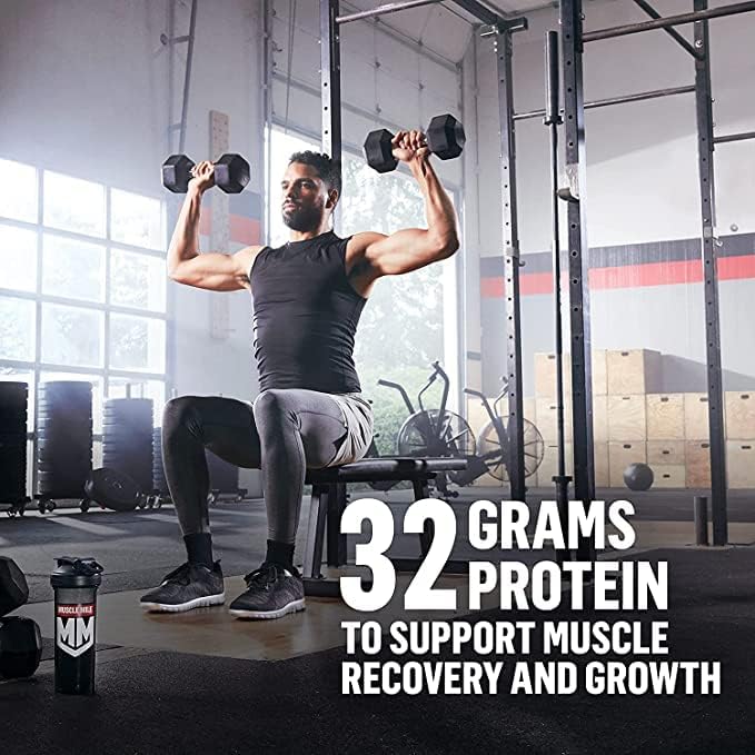 Muscle Milk Genuine Protein Powder, Strawberries ‘N Crème, 1.93 Pounds, 12 Servings, 32g Protein, 3g Sugar, Calcium, Vitamins A, C & D, NSF Certified for Sport, Energizing Snack, Packaging May Vary