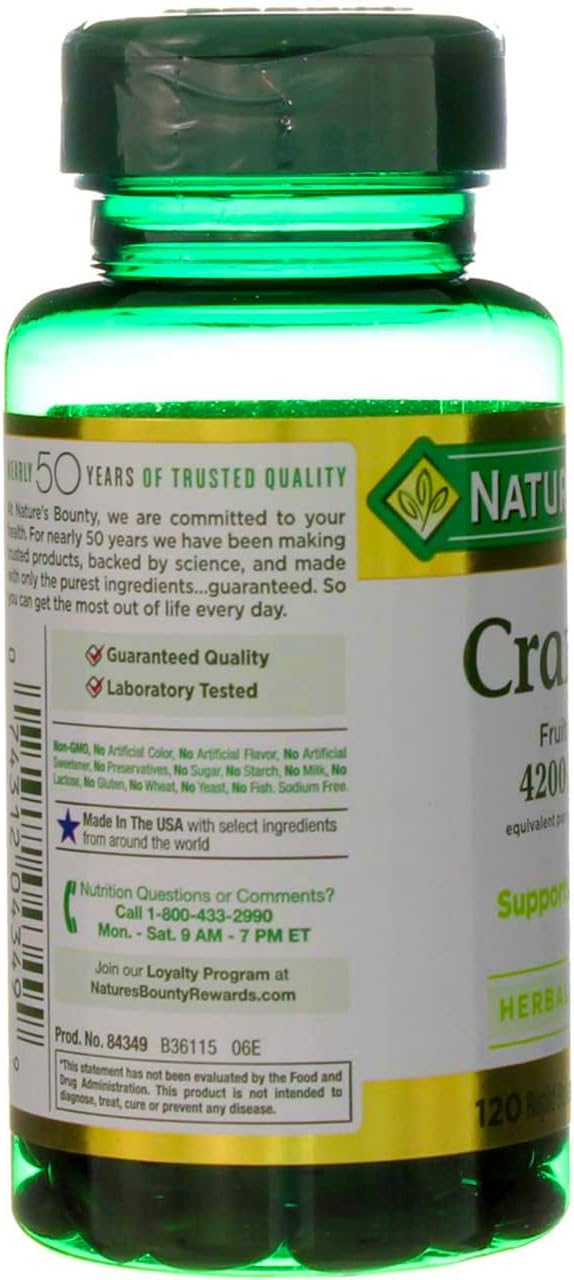 Nature's Bounty Cranberry Fruit 4200 mg, Plus Vitamin C Softgels, 120 ea (Pack of 4)
