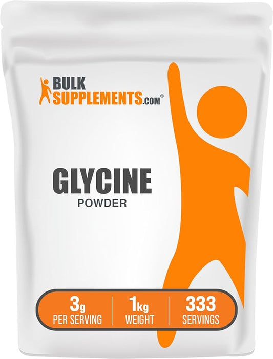 BulkSupplements.com Glycine Powder - Glycine Supplements, Glycine 3000mg - Glycine Amino Acid Supplement, Pure & Gluten Free - 3000mg per Serving, 1kg (2.2 lbs) (Pack of 1)