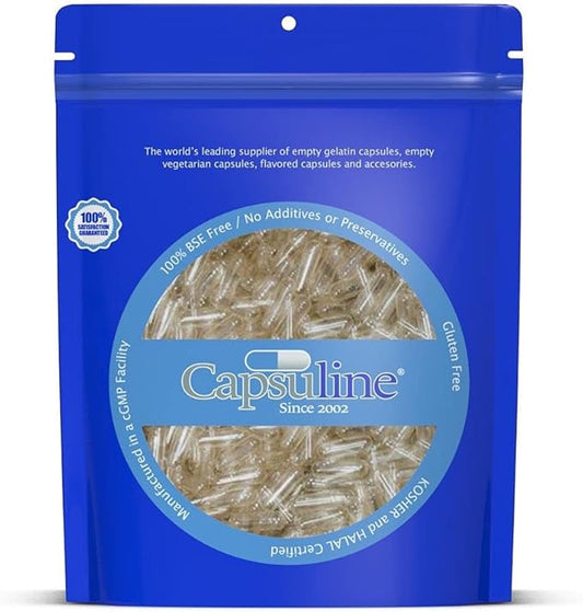 Capsuline Clear Size 1 Empty Vegetarian Capsules 1000 Count - Gelatin Capsules