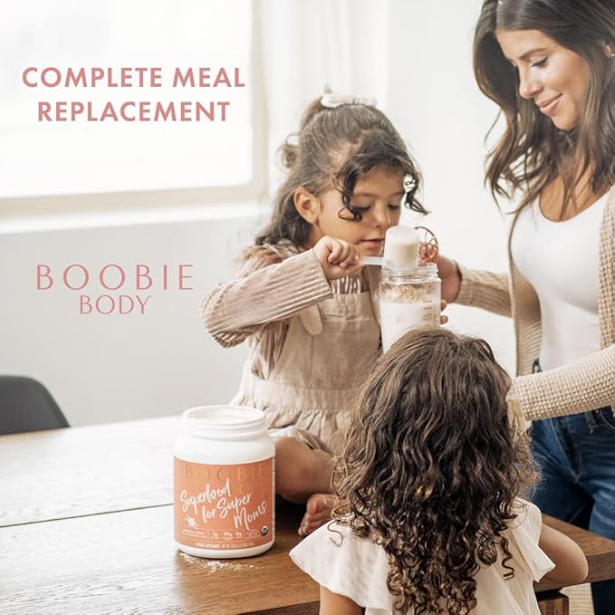 Boobie Body Superfood Protein Meal Replacement Shake, Vanilla Cookie Flavor | 19g Protein | Safe for Pregnancy, Lactation, & Motherhood | Organic, Vegan, Zero Sugar, 1 Tub (21 oz.)