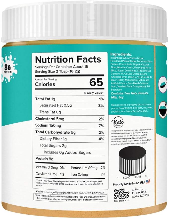 Whey Protein Cookie Butter Powder - Fruity Cereal | Keto-Friendly, Low Carb, No Added Sugars, Gluten-Free | Easy to Mix, Bake and Spread | 8.6oz