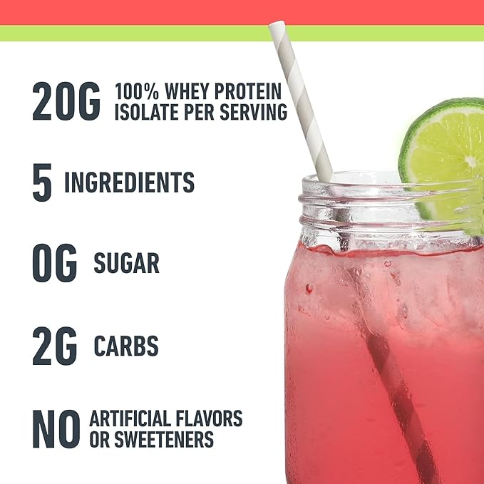 Isopure Protein Powder, Clear Whey Isolate Protein, Post Workout Recovery Drink Mix, Gluten Free with Zero Added Sugar, Infusions- Watermelon Lime, 16 Servings