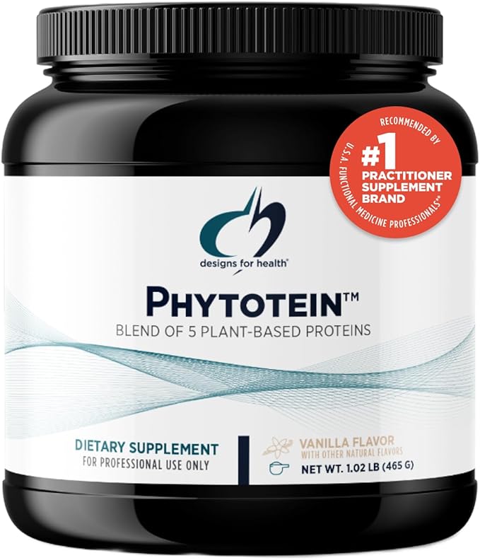 Designs for Health Phytotein Vegan Protein Powder - 20g Organic Rice, Sacha Inchi, Pumpkin Seed, Sunflower Seed & Pea Protein Powder Blend - Creamy Texture, Vanilla Plant Protein (465g)