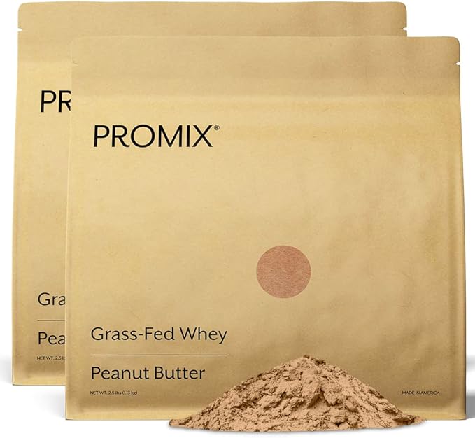 Promix Whey Protein Powder, Peanut Butter - 5lb Bulk - Grass-Fed & 100% All Natural - ­Post Workout Fitness & Nutrition Shakes, Smoothies, Baking & Cooking Recipes - Gluten-Free & Keto-Friendly