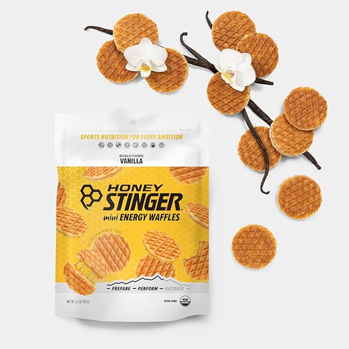 Honey Stinger Mini Waffles – Variety Pack With Sticker and Polybag – 3 Count – Vanilla Flavor – Energy Source for Any Activity – Resealable Bags