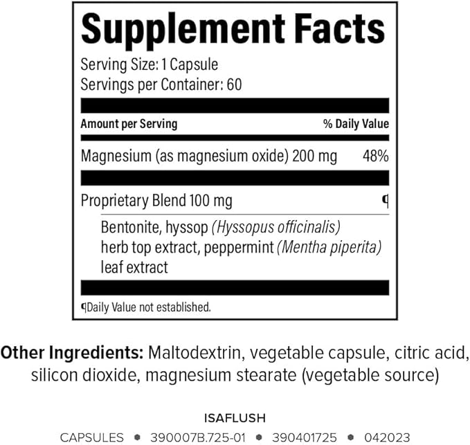 Isagenix IsaFlush - Gentle Digestive Support with Balanced Minerals Encouraging Regularity - No Harsh Laxatives - 60 Capsules