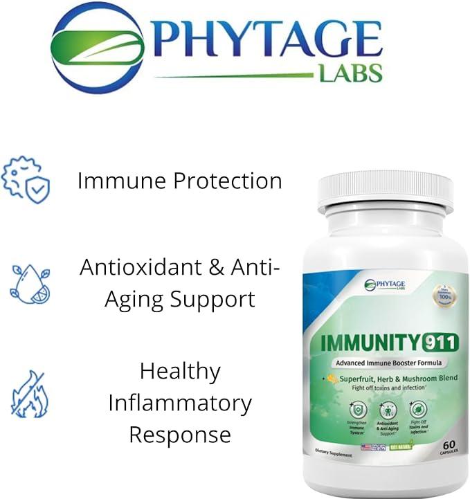 Immunity 911 Supplement - with Natural Ingredients Like Turmeric, Vitamin C, B6, E, Zinc - High Potency Immune Support -60 Capsules