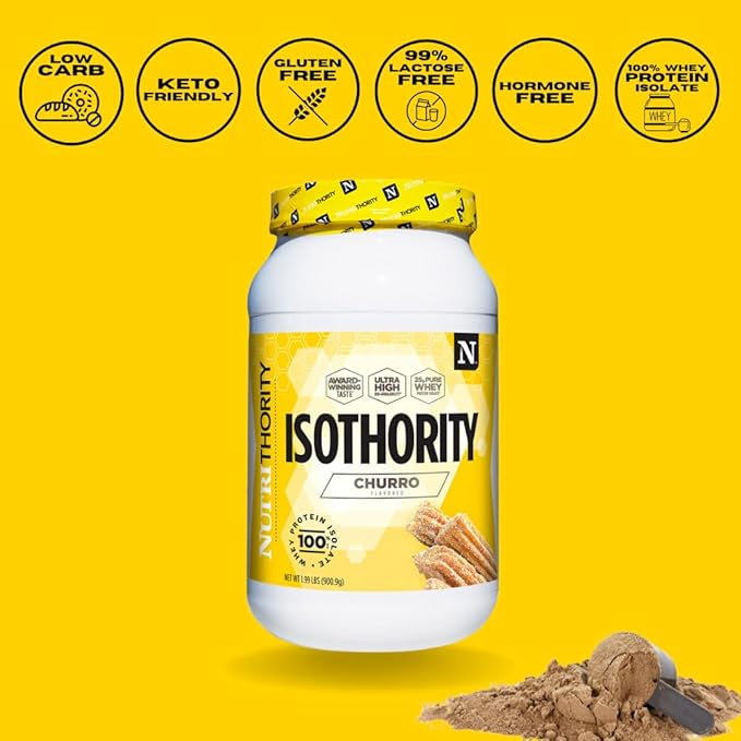 Isothority Whey Protein Isolate, Caramel Coconut Cookie, 2 lb - Ultra Absorbable Branched Chain Amino Acids (BCAA) Powder with 25g Per Serving, Low Carb - Build Muscle & Accelerate Recovery