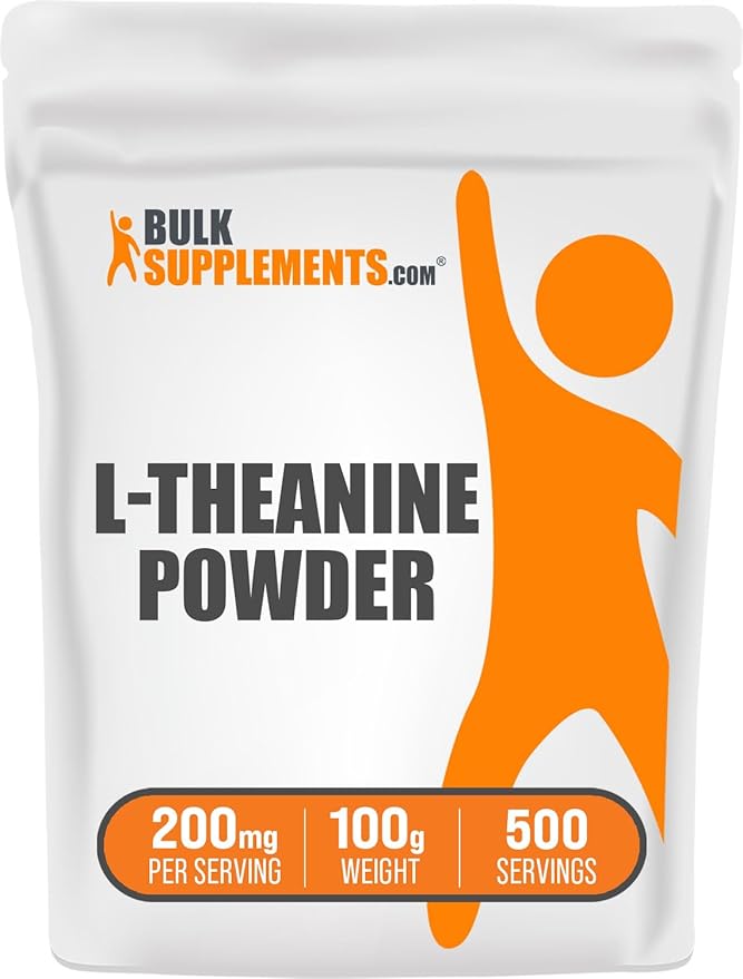 BulkSupplements.com L-Theanine Powder - L-Theanine Supplement, L-Theanine 200mg - Amino Amino Supplement, Pure & Gluten Free, 200mg per Serving, 100g (3.5 oz) (Pack of 1)