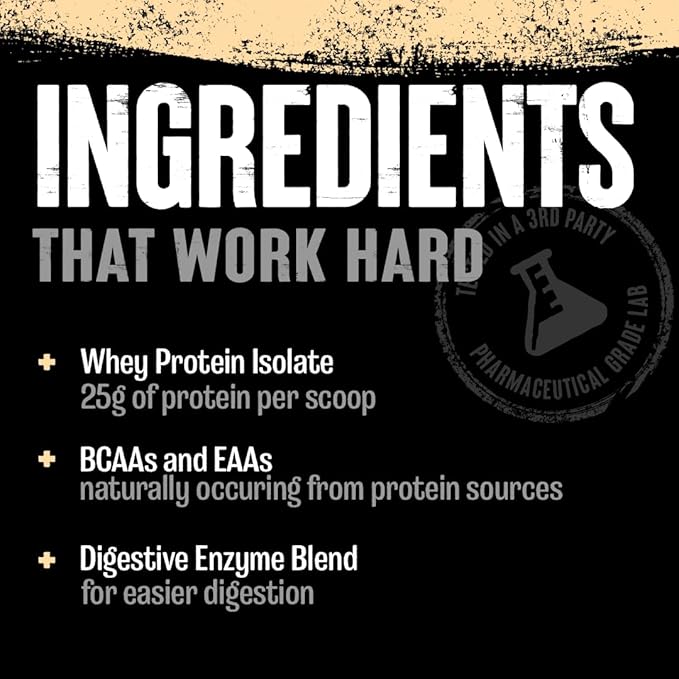Animal Whey Isolate Protein Powder - Loaded for Pre & Post Workout Muscle Builder and Recovery with Digestive Enzymes for Men & Women - 25g Protein, Great Taste, Low Sugar - Brownie Batter 4 lbs