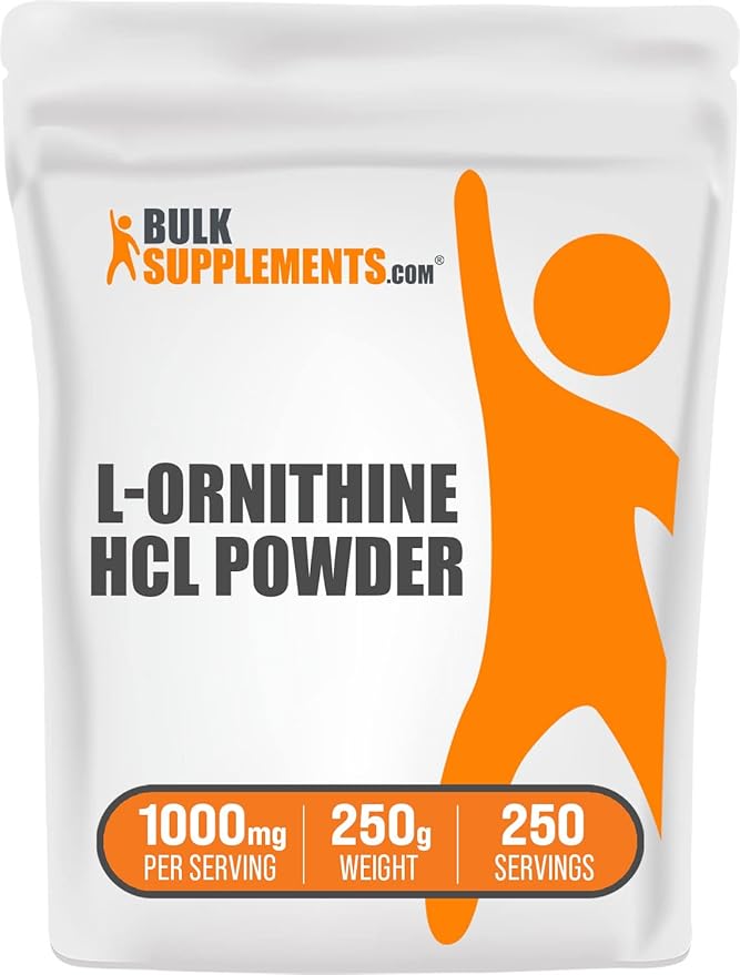 BulkSupplements.com L-Ornithine HCl Powder - L-Ornithine Hydrochloride, Ornithine Supplement - Amino Acids Supplement, Gluten Free, 1000mg per Serving, 250g (8.8 oz) (Pack of 1)