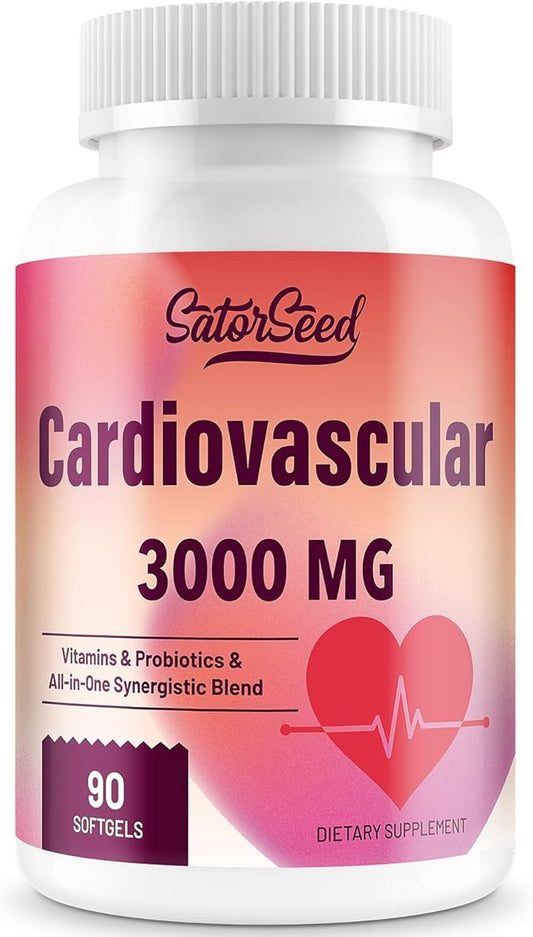 Cardiovascular Supplement 3000MG Vitamins & Probiotics & All-in-One Synergistic Blend with Omega-3 and CoQ10 for Adults 90 Softgels