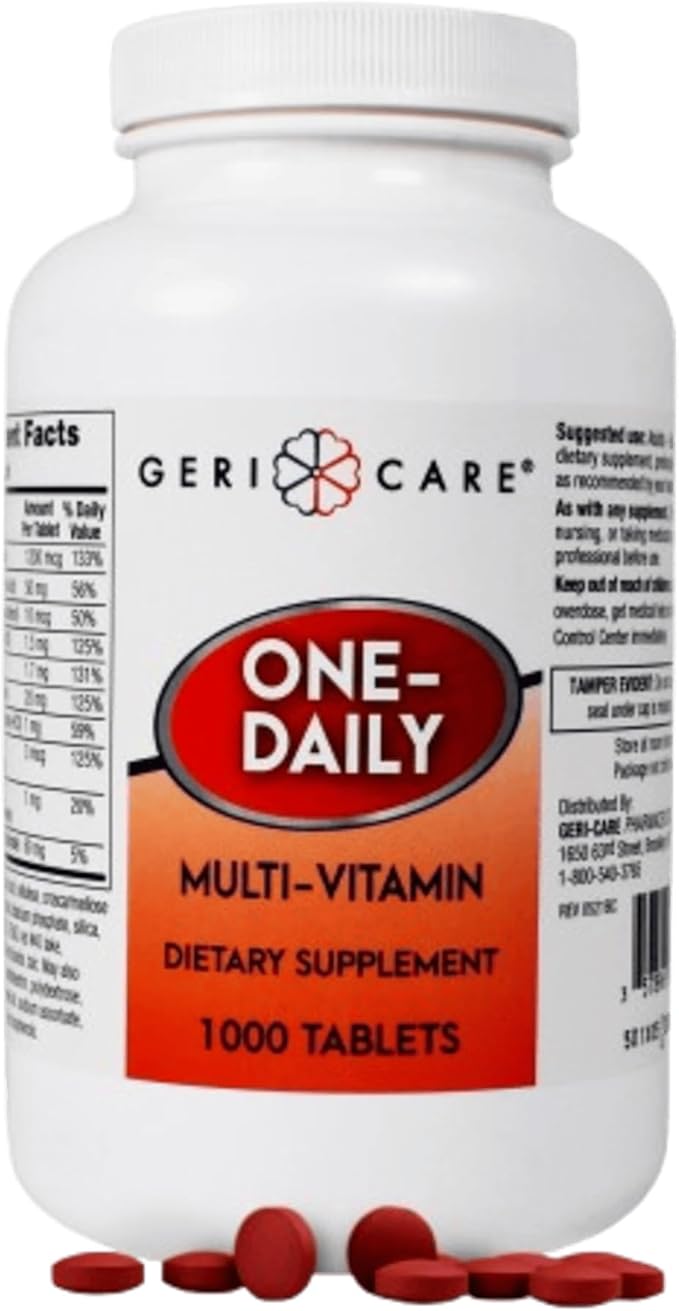 GeriCare One-Daily Multi-Vitamin Tablets Dietary Suplement, 1000 Count (Pack of 1)