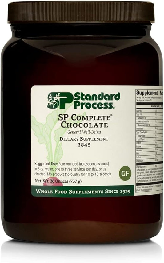 Standard Process SP Complete - Whole Food Immune Support, Liver Support, Antioxidant, with Rice Protein, Grapeseed Extract, and Choline - Vegetarian, Chocolate - 26 Ounce