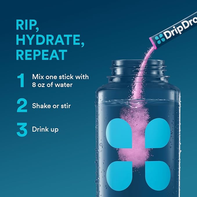 DripDrop Hydration - Bold Variety Pack - Electrolyte Drink Mix Single Serve Hydration Powder Packets - Watermelon, Berry, Lemon, Orange | Non-GMO, Gluten Free, Vegan | 32 Sticks
