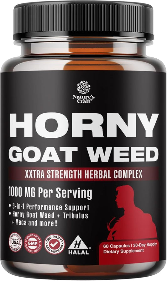 Horny Goat Weed Extract Complex - Invigorating Blend with Tribulus Saw Palmetto L Arginine and Tongkat Ali Extract and Maca Root for Men and Women for Enhanced Energy and Stamina - 30 Servings