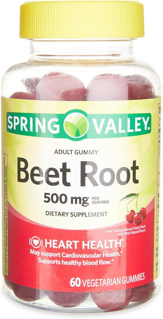 IKJ Beetroot Dietary Supplement Gummies, Cherry, 500 mg, 60 Count