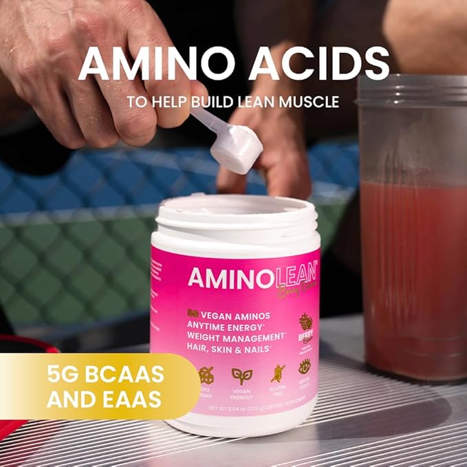 RSP NUTRITION AminoLean Pre Workout, Clean Energy with No Jitters, Tingles or Crash, Vegan Friendly with Added Biotin for Hair, Skin, Nails, Berry Elixir, 30 Servings