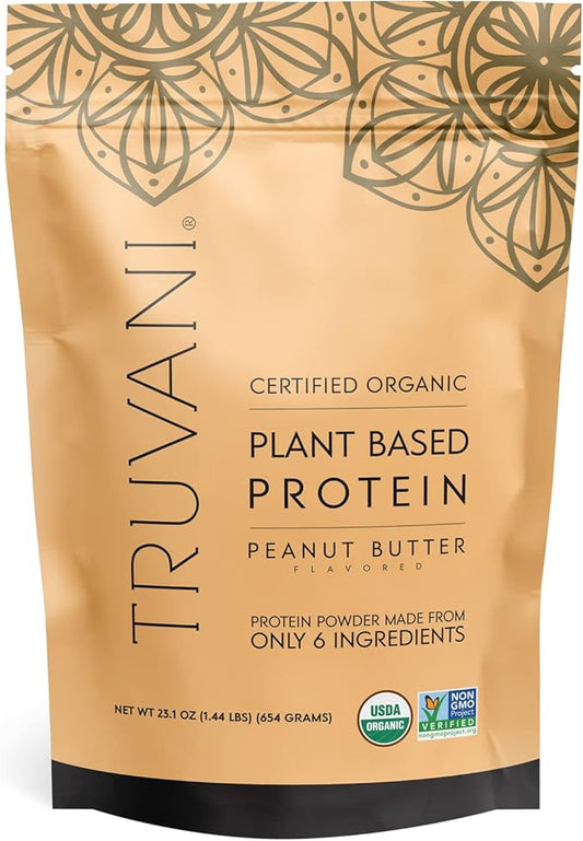 Truvani Vegan Pea Protein Powder | Peanut Butter | 20g Organic Plant Based Protein | 20 Servings | Keto | Gluten & Dairy Free | Low Carb | No Added Sugar