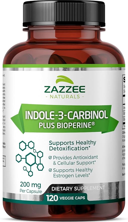 Zazzee High Absorption Indole-3-Carbinol (I3C), 200 mg per Capsule, 120 Vegan Capsules, 4 Month Supply, 5 mg BioPerine for Enhanced Absorption, 100% Vegetarian, All-Natural and Non-GMO