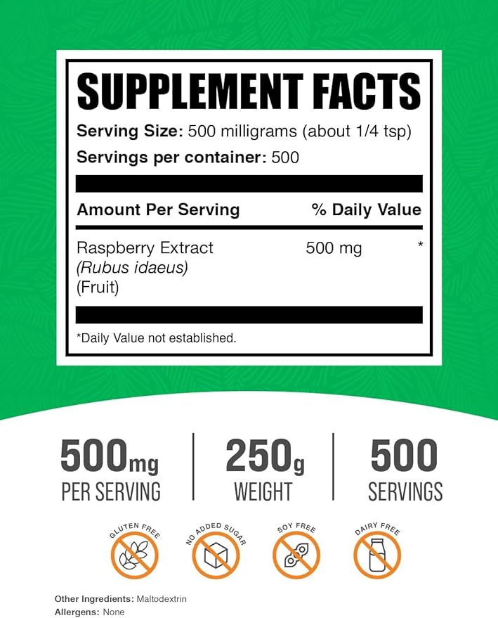 BulkSupplements.com Raspberry Extract Powder - Antioxidant Powder - Dried Raspberries Extract - Raspberry Powder - Dried Fruits Powder - Antioxidants Supplement (250 Grams - 8.8 oz)