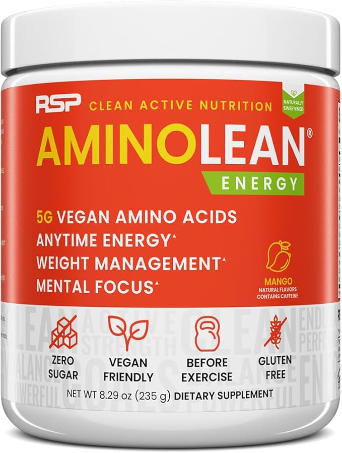RSP Nutrition Mango Aminolean Amino Acid Supplement Powder, 8.29 OZ