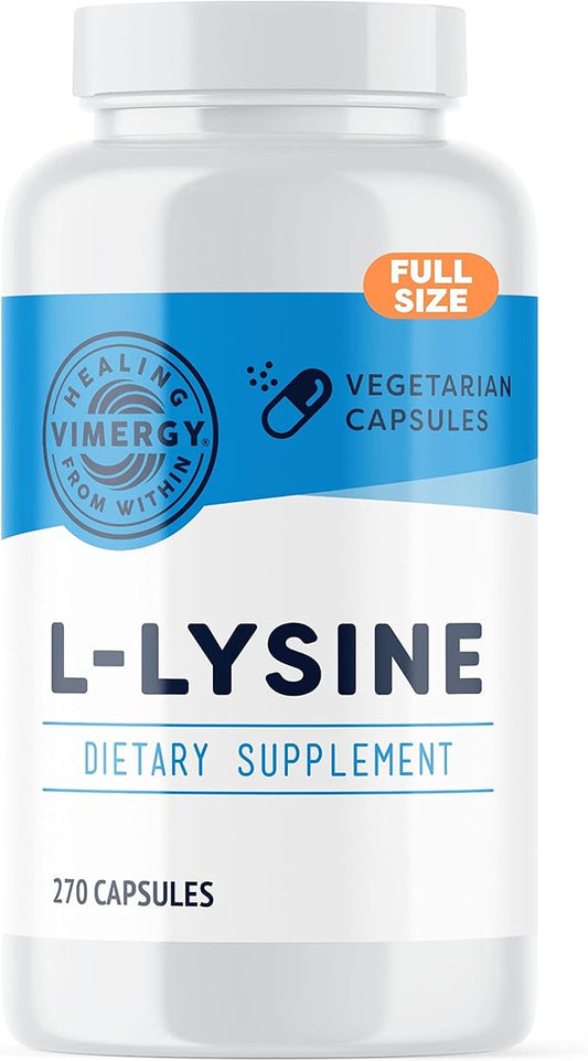 Vimergy L-Lysine – Promotes Healthy Skin, Hair, Nails & Joints* – Supports Healthy Metabolism* – Vegan, Non-GMO & Gluten-Free – 270 Capsules