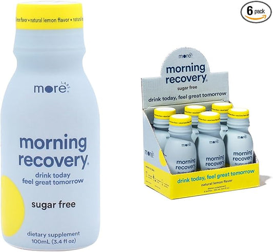 Morning Recovery Electrolyte, Milk Thistle Drink Proprietary Formulation to Hydrate While Drinking for Morning Recovery, Highly Soluble Liquid DHM, Sugar-Free Lemon, Pack of 6