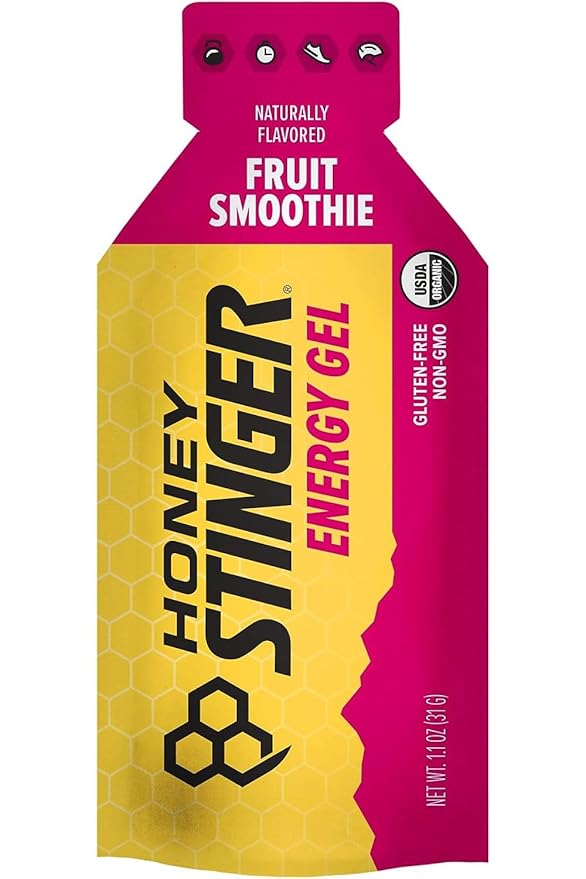 Honey Stinger Organic Fruit Smoothie Energy Gel | Gluten Free & Caffeine Free | For Exercise, Running and Performance | Sports Nutrition for Home & Gym, Pre and Mid Workout | 24 Pack, 26.4 Ounce