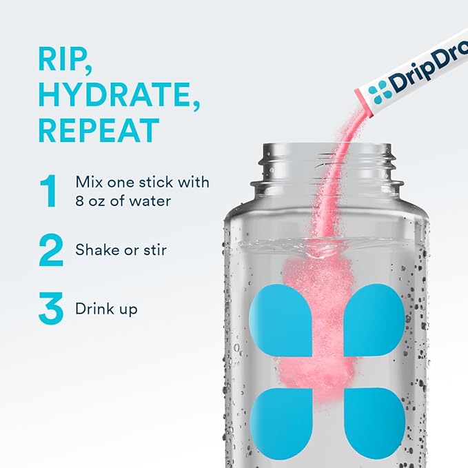 DripDrop Hydration - Zero Sugar Watermelon - Electrolyte Drink Mix Single Serve Hydration Powder Packets | Non-GMO, Gluten Free, Vegan | 32 Sticks