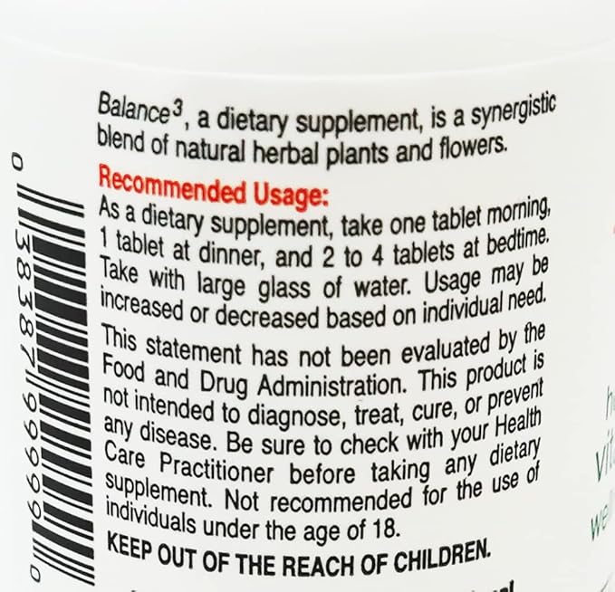 Balance 3 - Panda Products, 100 Tablets, Herbal Formula