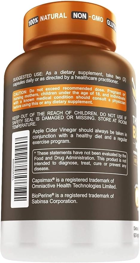 Herbtonics Thermogenic Supplement | Metabolic Health & GLP-1 Support for Men & Women | Clean Energy & Mental Focus | ACV, Green Tea Extract & Caffeine | 120 Veg Capsules