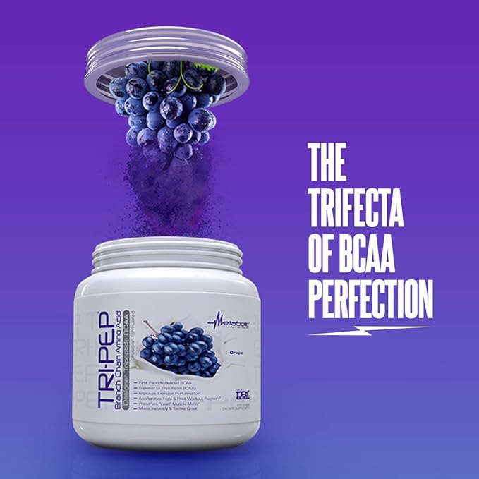 Metabolic Nutrition - TRIPEP - Tri-Peptide Branch Chain Amino Acid, BCAA Powder, Pre Intra Post Workout Supplement, Green Apple, 400 Grams (40 Servings)