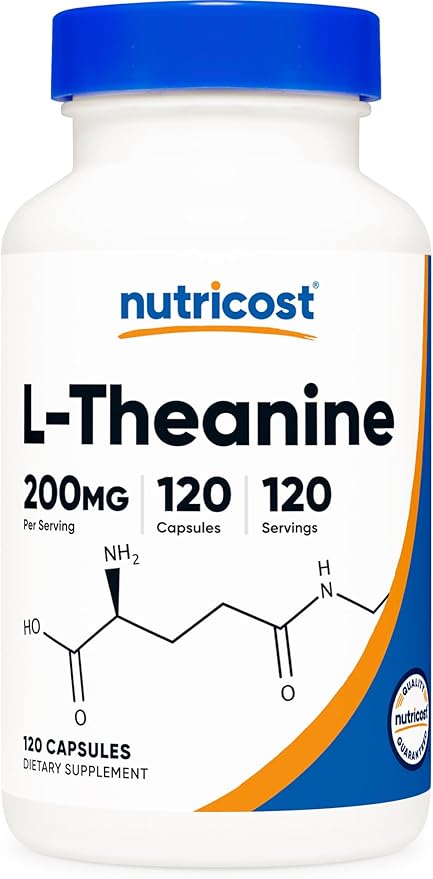 Nutricost L-Theanine 200mg, 120 Capsules, Double Strength - Non-GMO, Gluten Free