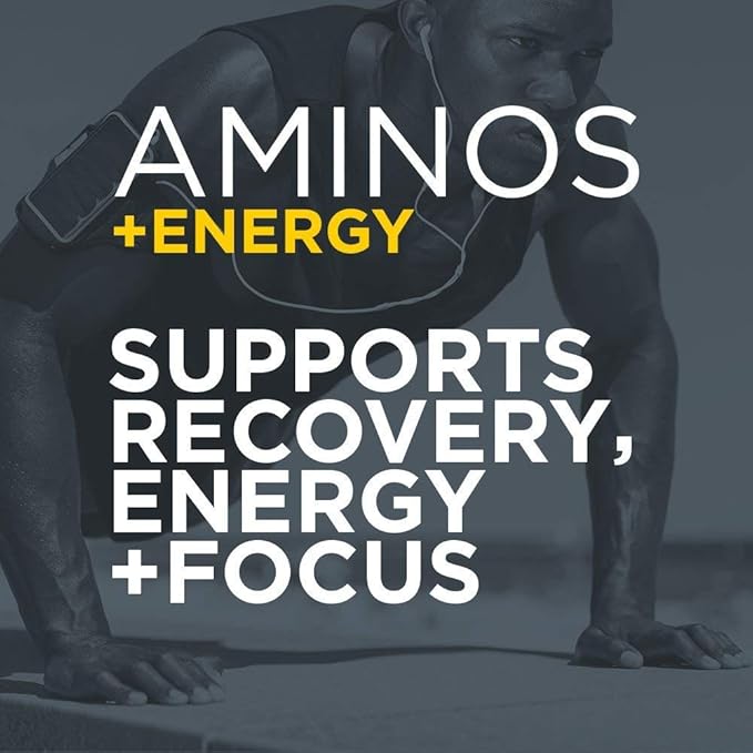 Aminos + Energy | Supports Recovery, Energy & Focus | 95mg of Caffeine, 0 Calories & 60 Servings (Blue Steele)