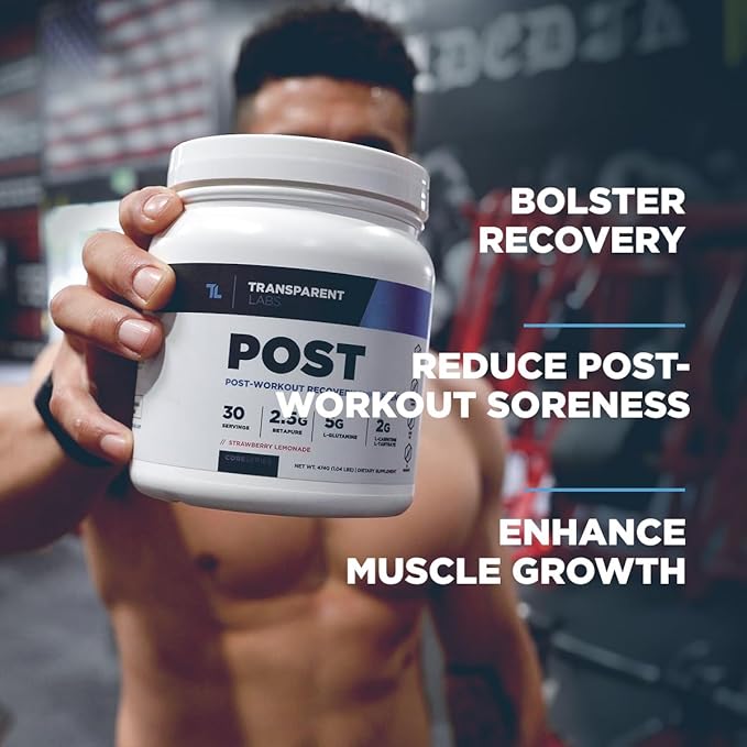 Transparent Labs Post - Post-Workout Recovery Muscle Builder with L-Glutamine, Beta-Alanine and BetaPure Betaine Anhydrous for Muscle Recovery and Muscle Building - 30 Servings, Strawberry Lemonade