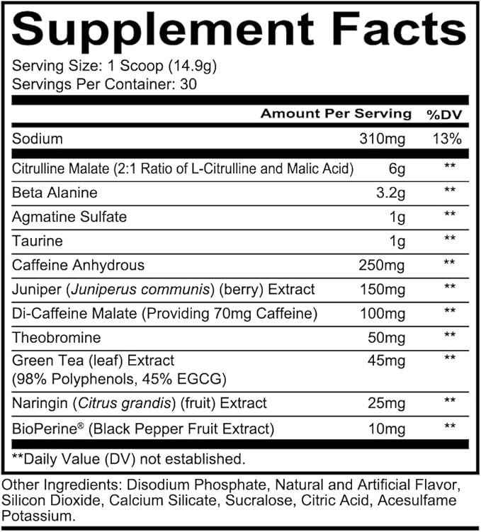 REDCON1 Total War Pre Workout - L Citrulline, Malic Acid, Green Tea Leaf Extract for Pump Boosting Pre Workout for Women & Men - 3.2g Beta Alanine to Reduce Exhaustion, Tiger's Blood, 30 Servings