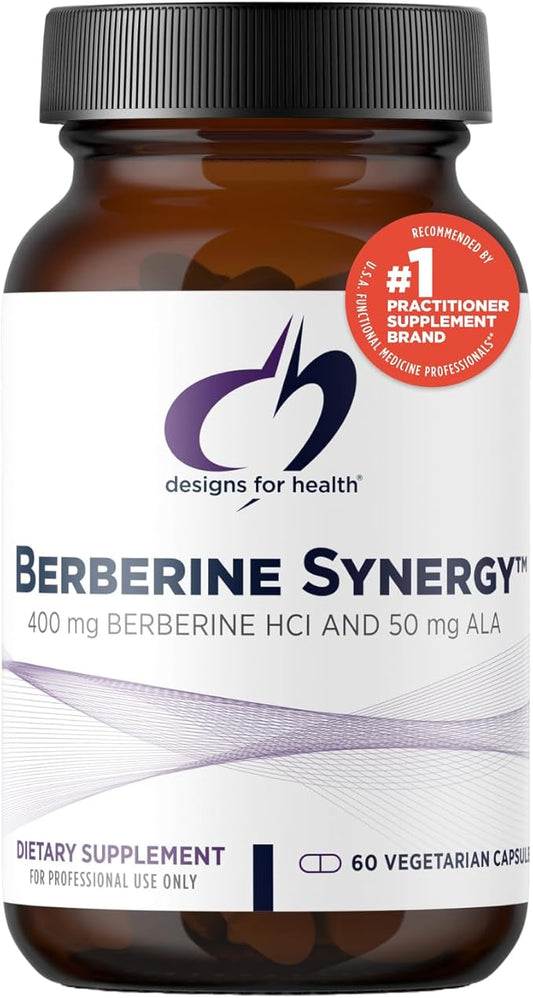 Designs for Health Berberine Synergy - Berberine HCL 400mg + Alpha Lipoic Acid (ALA) for Metabolism, Heart Health + Liver Support - Vegan, Non-GMO Berberine Supplement (60 Capsules)