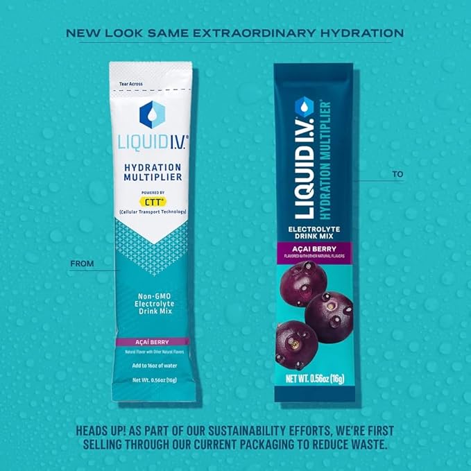 Liquid I.V.® Hydration Multiplier - Acai Berry | Electrolyte Powder Drink Mix | 1 Pack (16 Servings)