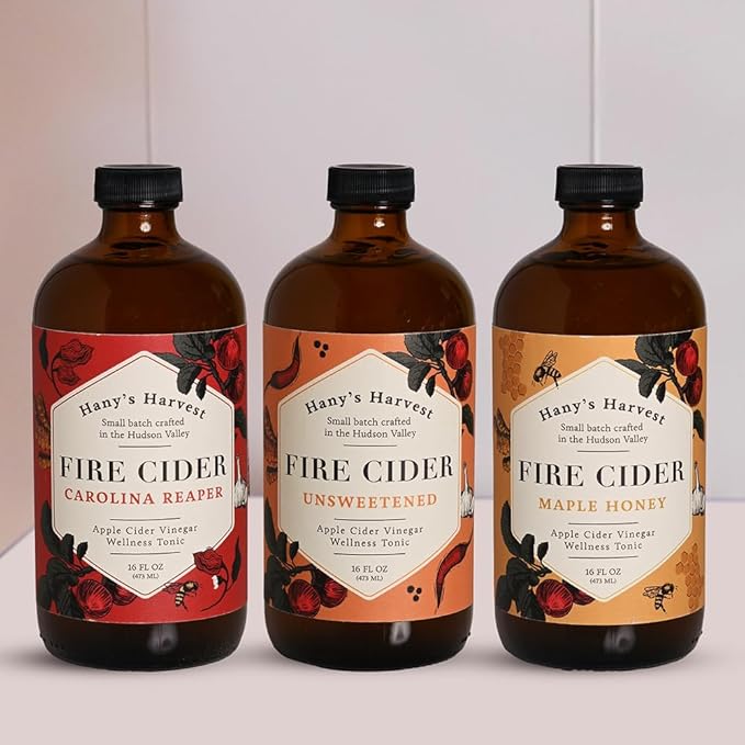 Hany's Harvest Unsweetened Fire Cider – 16 fl oz Glass Bottle | All-Natural, Small-Batch, Handcrafted, Non-GMO, Gluten-Free, Immune & Digestive Support