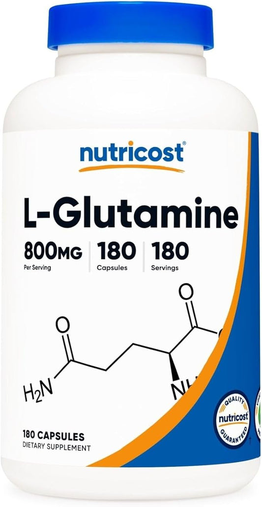 Nutricost L-Glutamine 800mg, 180 Capsules - Gluten Free, Non-GMO