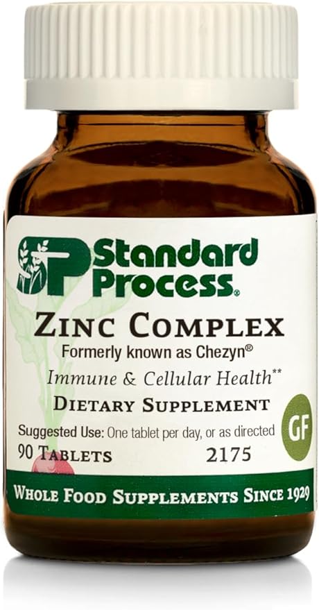 Standard Process Zinc Complex - Immune Support, Thyroid Support, Cognitive Health, and Blood Health Support with Iron, Zinc, and Copper - 90 Tablets