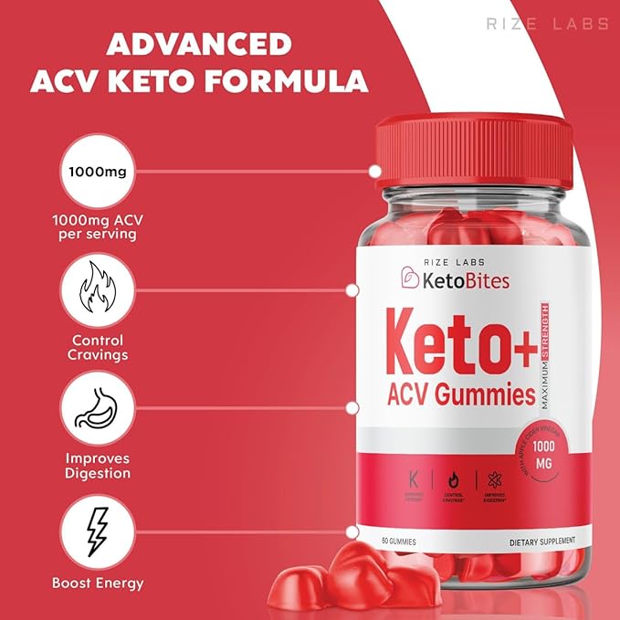 Keto Bites ACV Gummies for Advanced Weight Loss, All Natural Apple Cider Vinegar Supplement (120 Gummies)