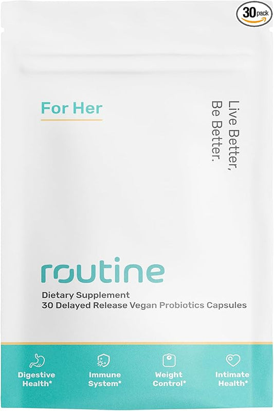 Routine Women's Daily Probiotics for Digestive and Feminine Health - 24 Billion CFU 30 Capsules - Dairy Free Organic Probiotics for Women (Refill)
